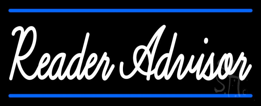 White Reader Advisor With Blue Border LED Neon Sign