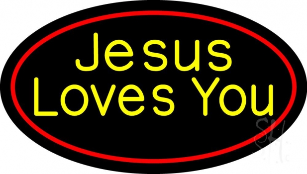 Yellow Jesus Loves You LED Neon Sign