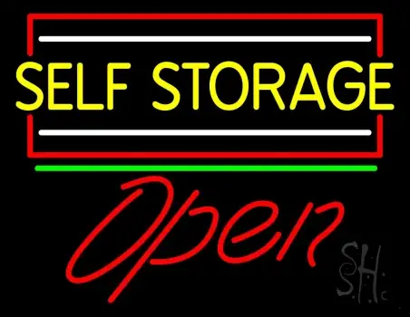 Yellow Self Storage Block With Open 1 LED Neon Sign