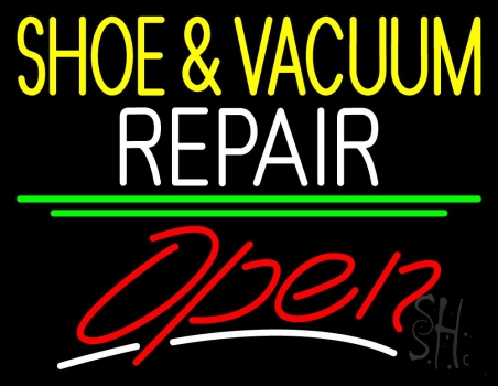 Yellow Shoe And Vacuum White Repair Open LED Neon Sign