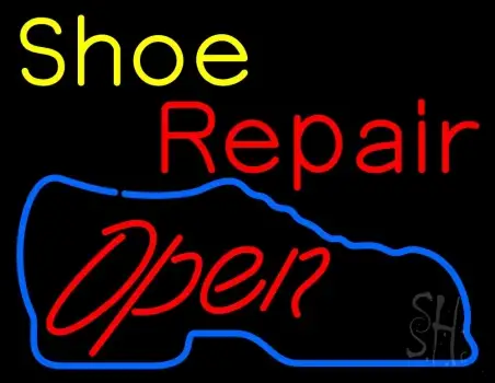 Yellow Shoe Red Repair Open LED Neon Sign