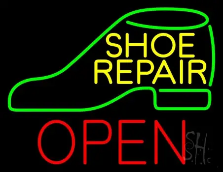 Yellow Shoe Repair Green Shoe Open LED Neon Sign