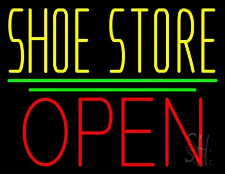 Yellow Shoe Store Open LED Neon Sign