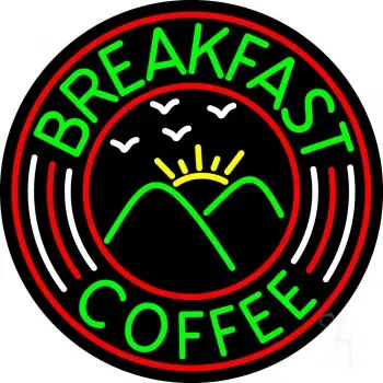 Green Breakfast And Coffee LED Neon Sign