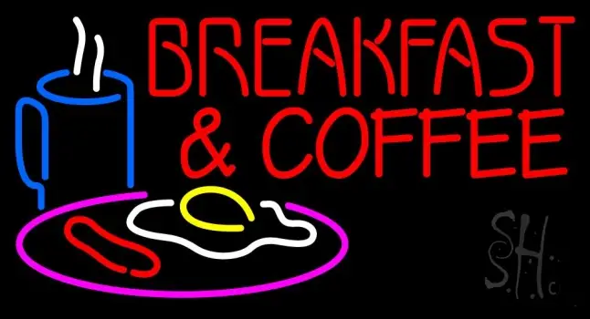Red Breakfast And Coffee LED Neon Sign