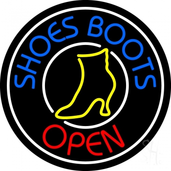 Blue Shoes Boots Open LED Neon Sign