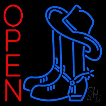 Cowboy Boots Open LED Neon Sign