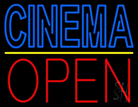 Double Stroke Blue Cinema Open LED Neon Sign