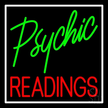 Green Psychic Red Readings With White Border LED Neon Sign