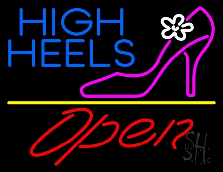 High Heels Open With Yellow Line LED Neon Sign