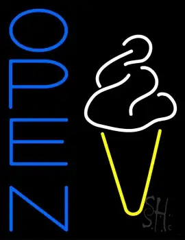 Blue Open Ice Cream Cone LED Neon Sign