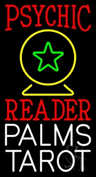 Red Psychic Reader White Palms Tarot Yellow Crystal LED Neon Sign