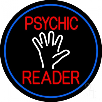 Red Psychic Reader White Palm And Blue Border LED Neon Sign