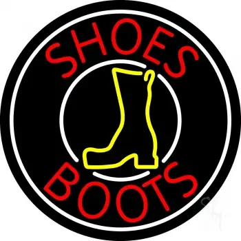 Red Shoes Boots White Border LED Neon Sign