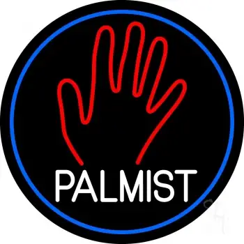 White Palmist Red Palm Blue Border LED Neon Sign