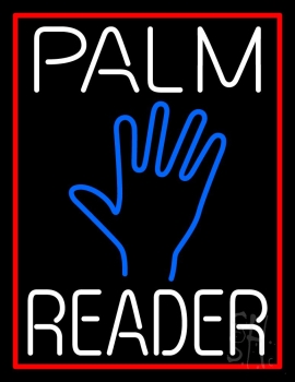 White Palm Reader Red Border LED Neon Sign