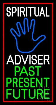 White Spiritual Advisor With Blue Palm Red Border LED Neon Sign