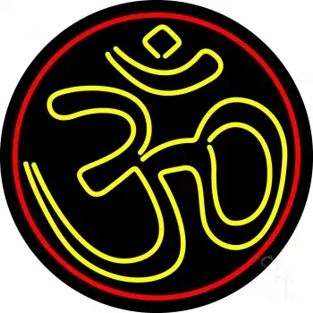 Yellow Om With Border LED Neon Sign