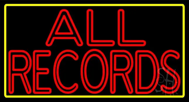 All Records Yellow Border LED Neon Sign