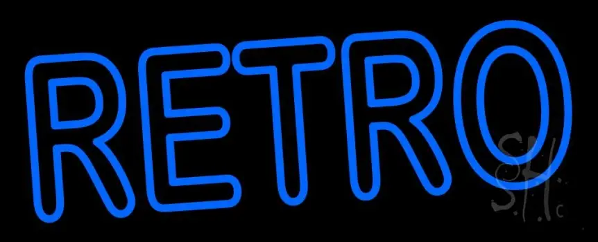 Blue Duble Strok Retro Block LED Neon Sign