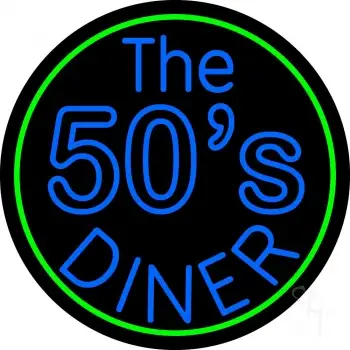 Blue The 50s Diner Circle LED Neon Sign