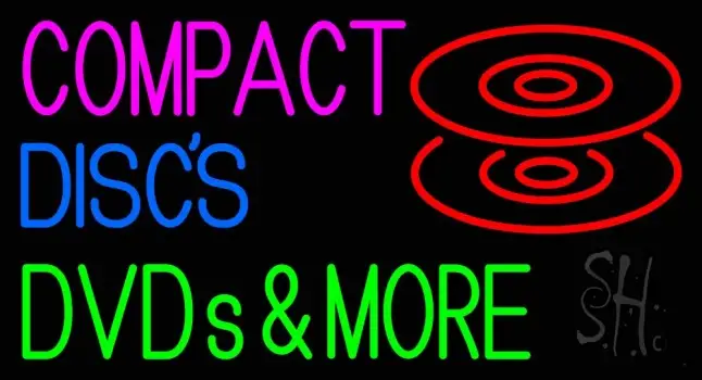 Compact Discs Dvds More LED Neon Sign