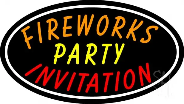 Fireworks Party Invitation In A LED Neon Sign