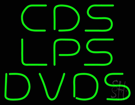 Green Cds Lps Dvds LED Neon Sign