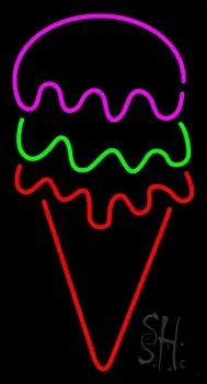 Red Green Ice Cream Cone LED Neon Sign