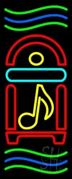 Juke Box With Musical Note And Green And Blue Line LED Neon Sign