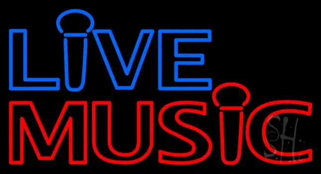 Live Music Block Mic Logo LED Neon Sign