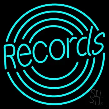 Records With Disc LED Neon Sign