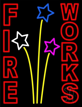Red Fireworks Block LED Neon Sign