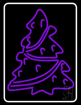 White Border Christmas Tree LED Neon Sign