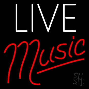 White Live Red Music LED Neon Sign
