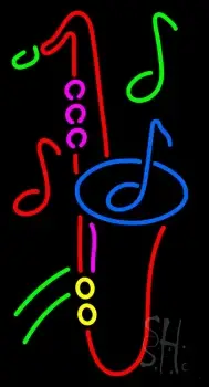 Yellow Saxophone Multicolored Musical Note LED Neon Sign