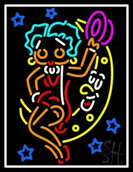 Betty Boop With Moon LED Neon Sign
