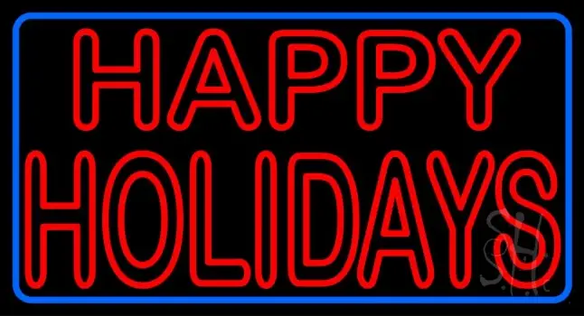 Red Double Stroke Happy Holidays LED Neon Sign