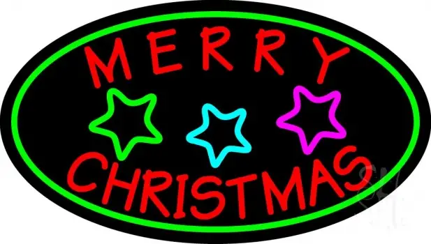Red Merry Christmas With Stars LED Neon Sign