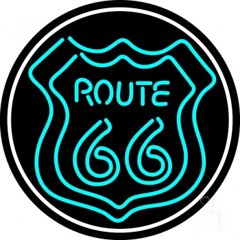 Turquoise Double Stroke Route 66 Oval LED Neon Sign