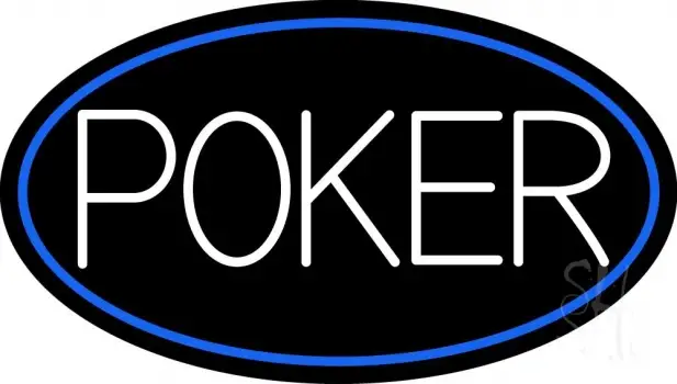 White Poker With Oval LED Neon Sign