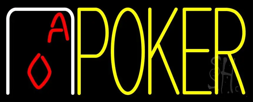 Yellow Poker With Cards LED Neon Sign