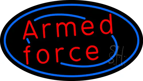 Armed Forces With Blue Round LED Neon Sign