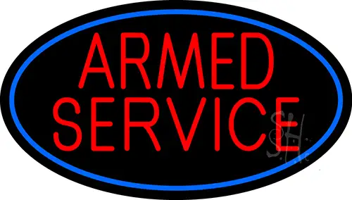 Armed Service With Blue Round LED Neon Sign