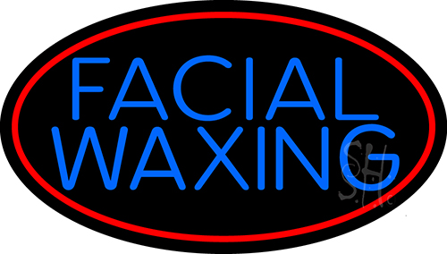 Blue Facial And Waxing Red Oval LED Neon Sign
