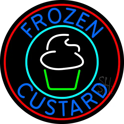 Blue Frozen Custard With Red Circle Logo 2 LED Neon Sign