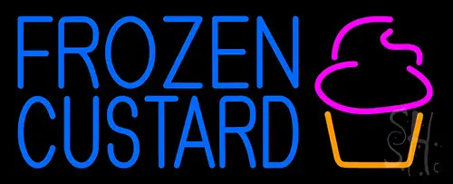 Blue Frozen Custard With Logo Open 1 LED Neon Sign
