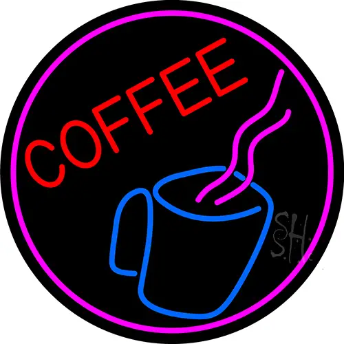 Coffee Cup With Pink Steam LED Neon Sign