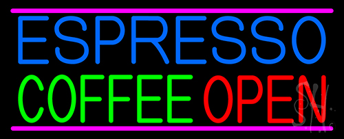 Espresso Coffee Open LED Neon Sign