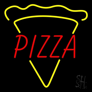 Pizza With Pizza Slice LED Neon Sign